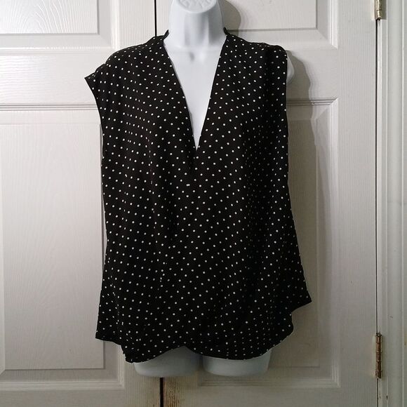 Lauren Ralph Lauren Tops - Lauren Ralph Lauren black white polka dot sleeveless blossom blouse Sz 1X EUC